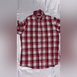 Lee Men's Red and White Plaid Button Down Shirt